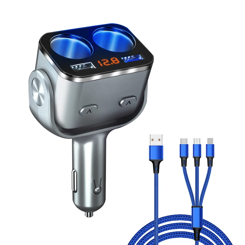 Silver Автомобильный прикуриватель 12 V-24 V USB Зарядное устройство QC 3,0 Быстрая зарядка автомобильный делитель Напряжение Дисплей независимый переключатель 180 градусов Поворот - Название цвета: Silver
