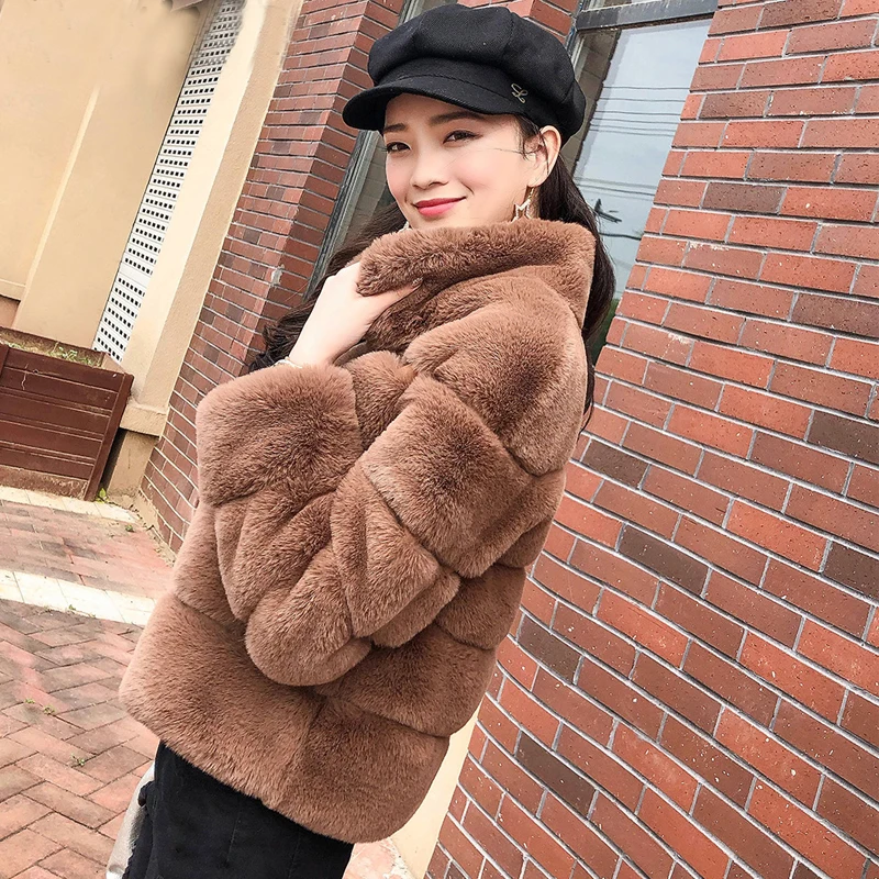 

2019 New Faux Fur Coat Female Jacket Womens Winter Coats Autumn Fluffy Artficial Fox Fur Jacket