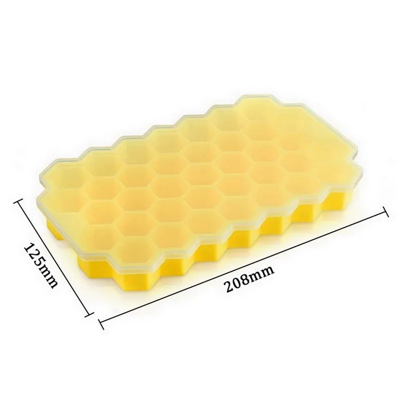 

Honeycomb Ice Cube Trays with Removable Lids Silica Gel Ice Cube Mold BPA Ice Maker Cube Eco-Friendly Cavity Silicone Tray Mold