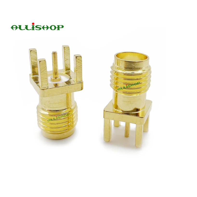 

100Pcs SMA PCB Connectors SMA Female PCB Edge Mount Solder 0.062' Connector RF Adapter Straight 50ohm Gold plated brass