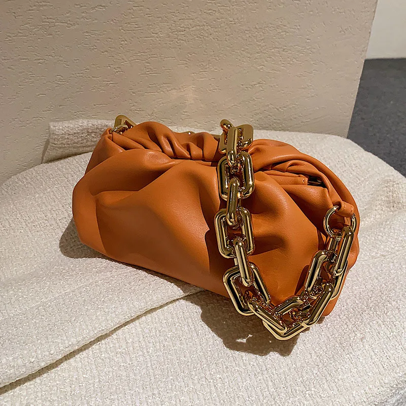 

Folds Design Underarm Bags Thick Chain Women Shoulder Bags Soft PU Leather Hobo Bag Winter Luxury Lady Clutch Handbag and Purses