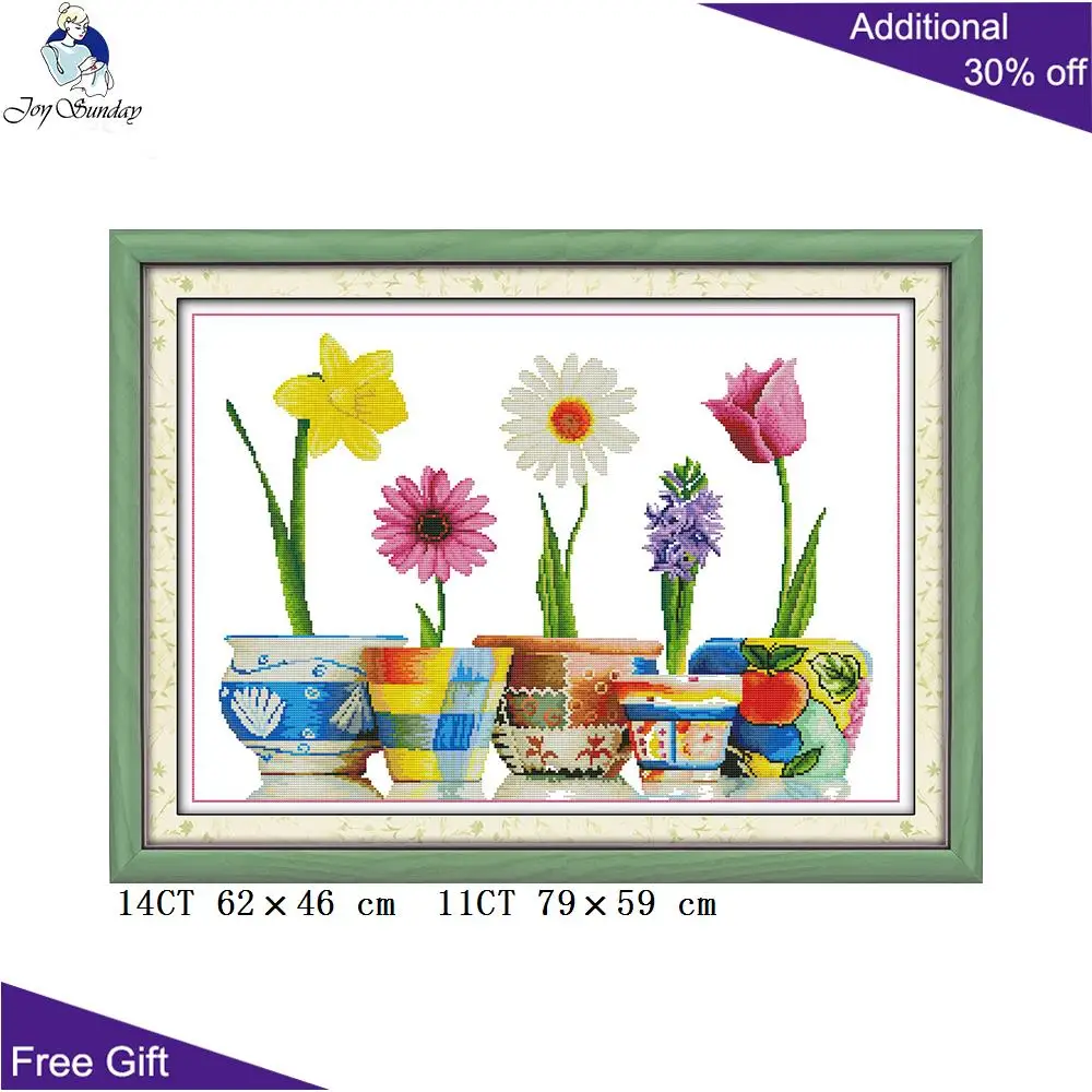 Joy Sunday Красочные цветы домашний декор H217 14CT 11CT штампованные и счетные домашние
