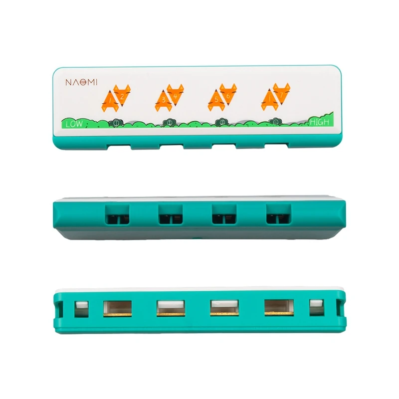 

NAOMI 2 Pcs Fox Key Of C Single Row 4 Holes Harmonica Musical Instrument Green & Yellow