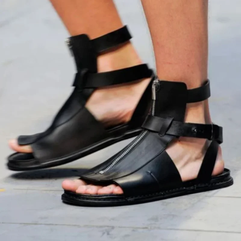 Сандалии KN030 мужские на плоской подошве повседневные босоножки из искусственной