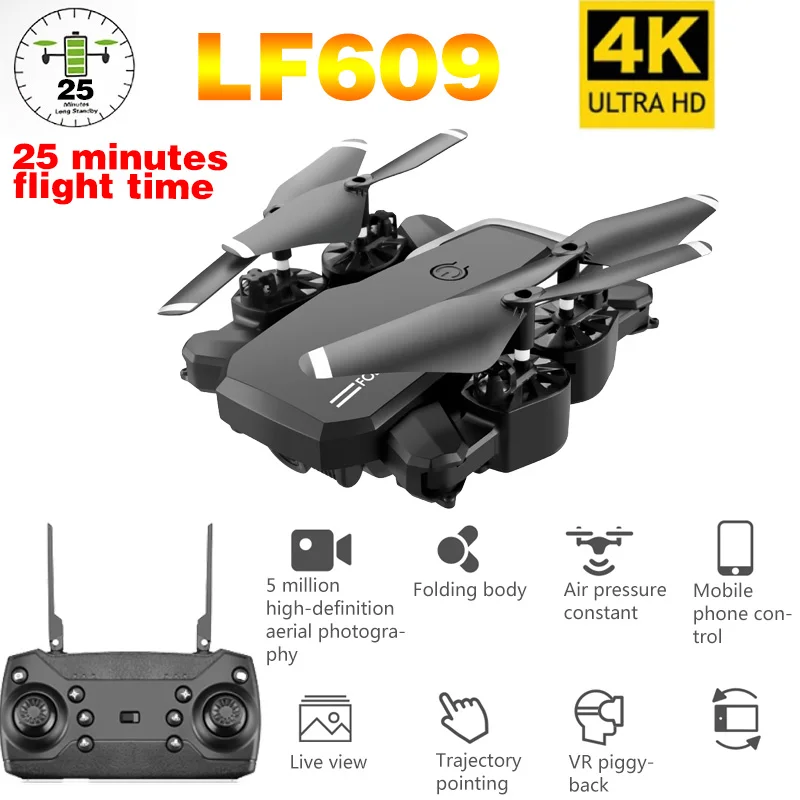 

Upgraded LF609 Drone 4K with HD Camera WIFI 1080P Dual Camera Follow Me Quadcopter FPV Professional Drone Long Battery Life dron