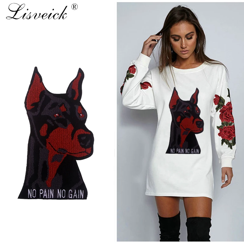 

Large Towel Embroidered Dog Letter Embroidery for Clothing Sewing on Applique Hipster Patch Jackets Coat DIY Accessories J392