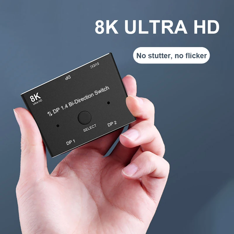 

DisplayPort 1,4 двухнаправленный переключатель 2x1 1X2 сплиттер 8K @ 60Hz 2K @ 144Hz 8K DP переключатель для компьютера ноутбука