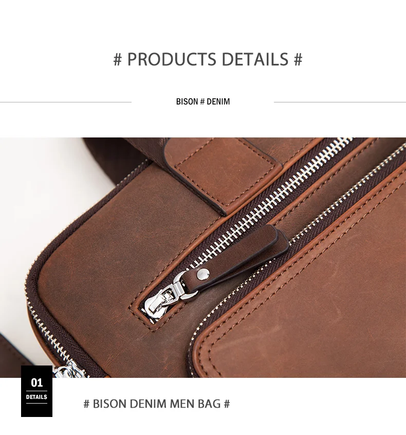 Бренд BISON DENIM, мужской портфель, сумка-портфель, Сумки из натуральной кожи, 14 дюймов, сумка для ноутбука, бизнес сумки через плечо, N2333-3