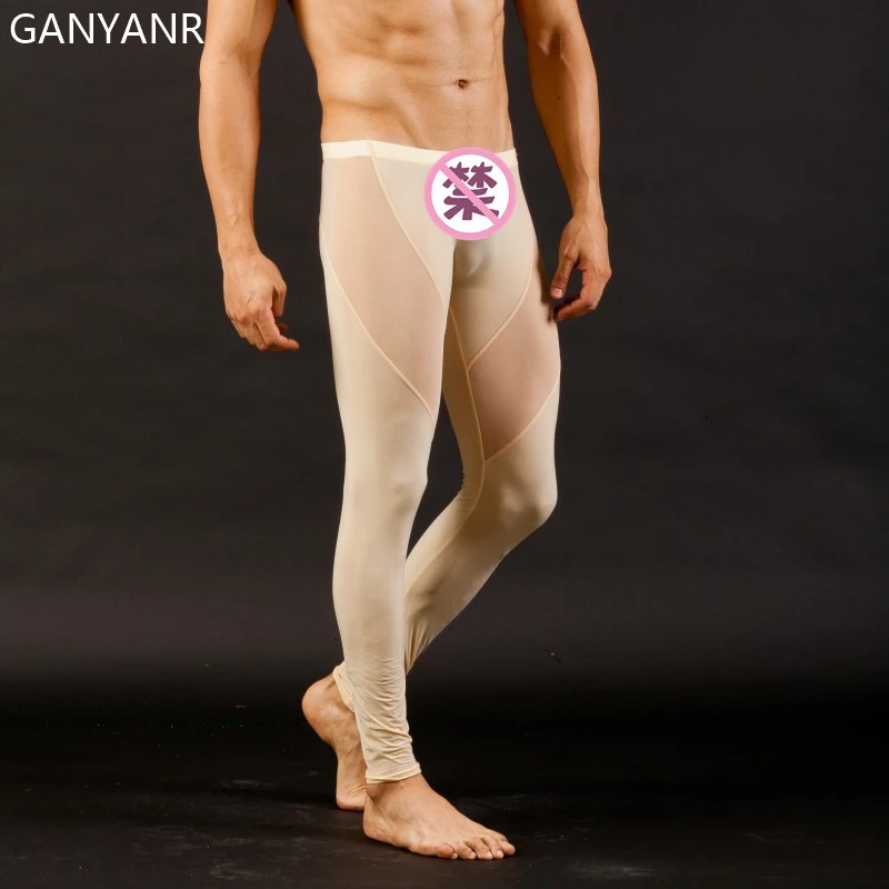GANYANR Running Tights Men Compression Pants Legging Gym Sportswear Yoga Fitness Legging Sexy Jogging Exercise Training Athletic