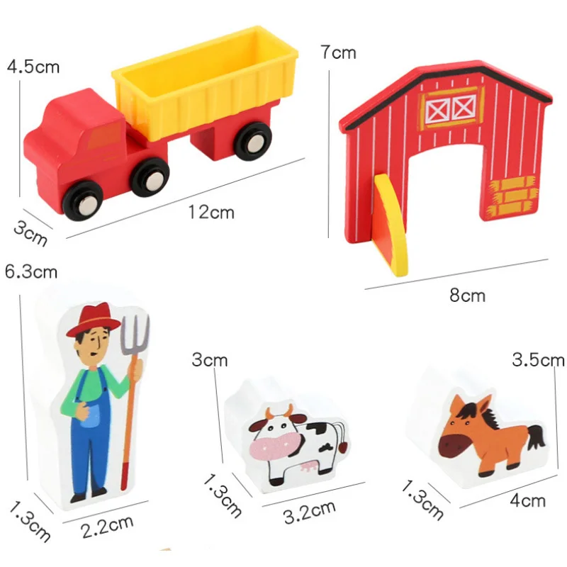

Children Educational Toys 23 PCS Wooden Farm Train Track Assembly Building Block Intelligence Toy for Boy Girl Learning Gifts