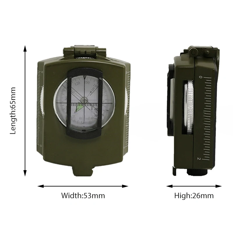 

Portable Compass Sighting Lensatic Inclinometer Fluorescence Precise Pointing Expedition For Outdoor Camping Folding Hiker Tools