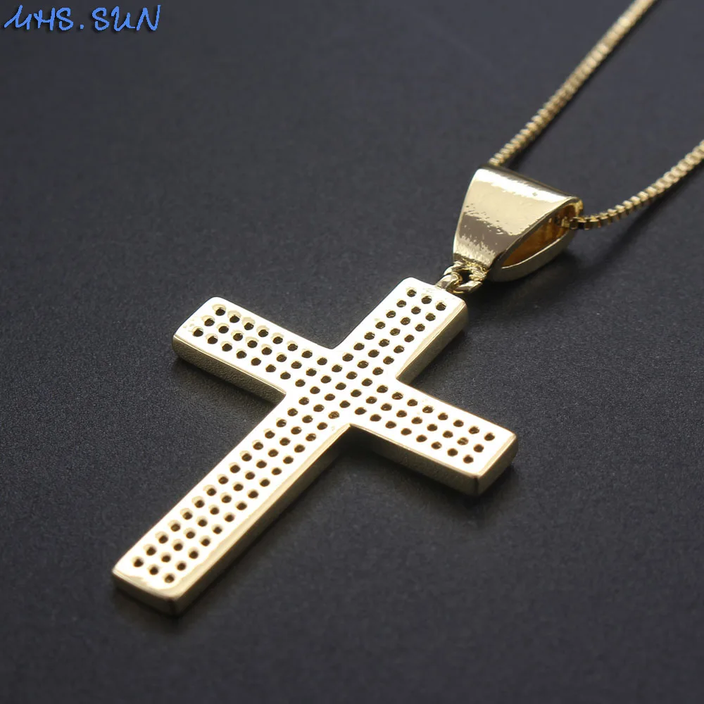 Модное ожерелье MHS.SUN с кулоном в виде креста из циркония цепочка выложенным