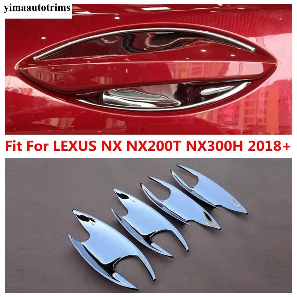 

Side Door Doorknob Handle Protection Bowl Cover Trim 4 Pcs ABS Chrome Accessories Exterior For LEXUS NX NX200T NX300H 2018 2019