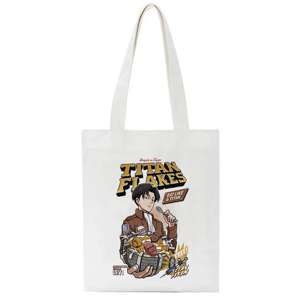 

Japanese Attack On Titan Anime Letter Print New Women Bag Cartoon Large Capacity Shopper Tote Vogue Punk Fun Shoulder Canvas Bag