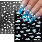 Небесное облако белая наклейка снежинки Звезда Луна абстрактное лицо 3dtransfer слайдер тисненый самоотверженный маникюр декор SASTZCS32-33
