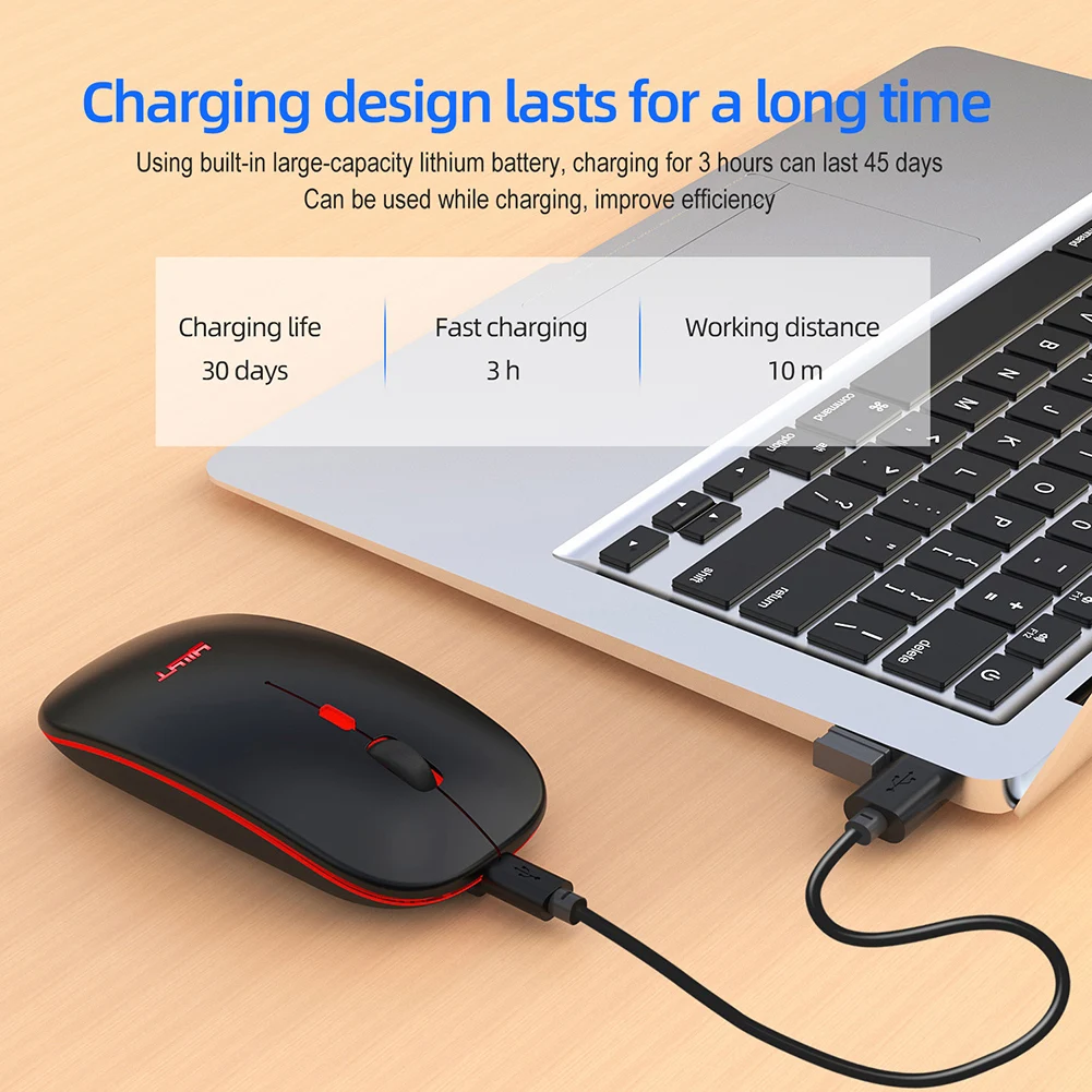 

Silent Bluetooth 5.1 Dual Mode Charging Wireless Mouse Silent 2.4G Mouse 500mAh Rechargeable Mouse For Office Games Universal