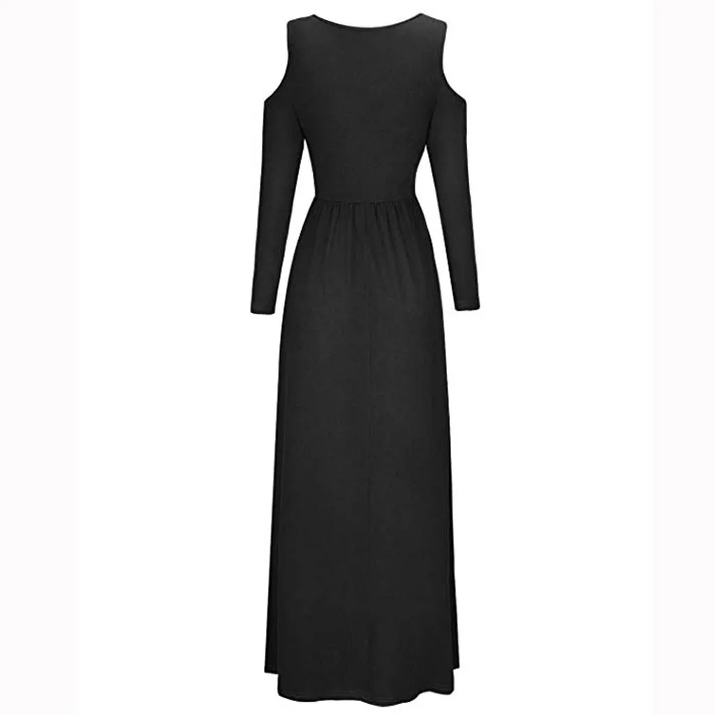 Женское однотонное платье с принтом Элегантное Длинное Платье макси открытыми