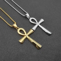 egypt ankh cross pendant necklace goldsilver color polished chain stainless steel ancient egyptian hip hop jewelry dropshipping