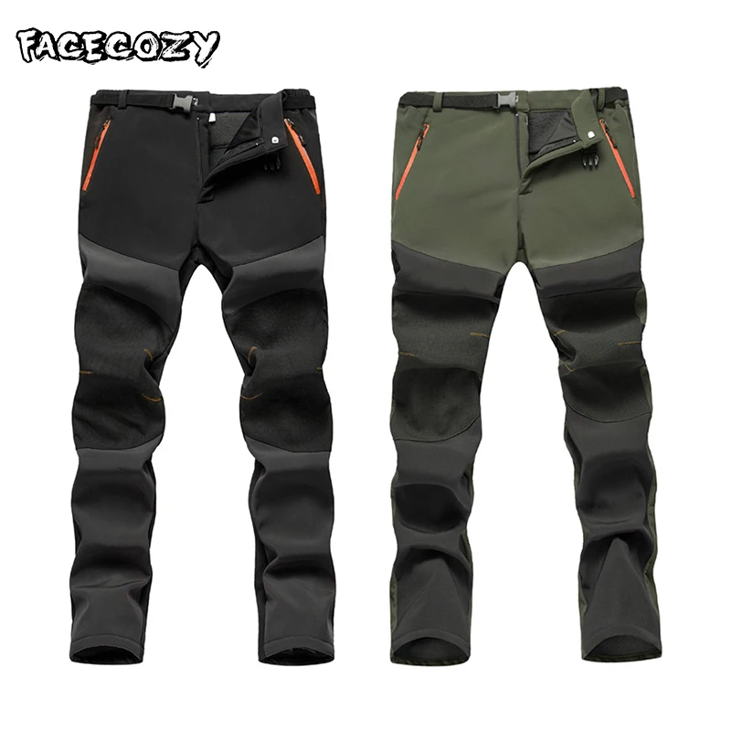Зимние водонепроницаемые брюки для мужчин флисовые треккинговые кемпинга