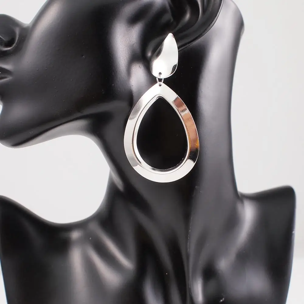 Серьги-капельки из гладкого металла модные украшения для женщин большие