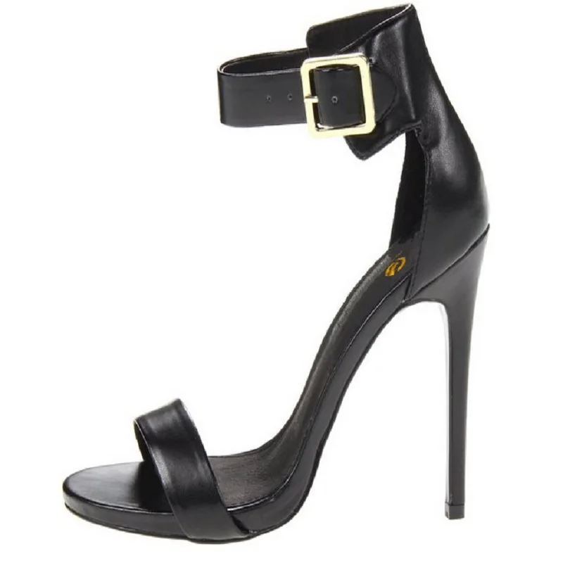 Женские босоножки с открытым носком на тонком каблуке размеры 4 15|sandals black|women