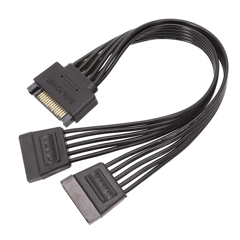 

SATA Power Extension Cable, 15 Pin 1 Divide Into 2 Male to Female Hard Disk Cable 20Cm for HDD SSD Drives DVD Burners