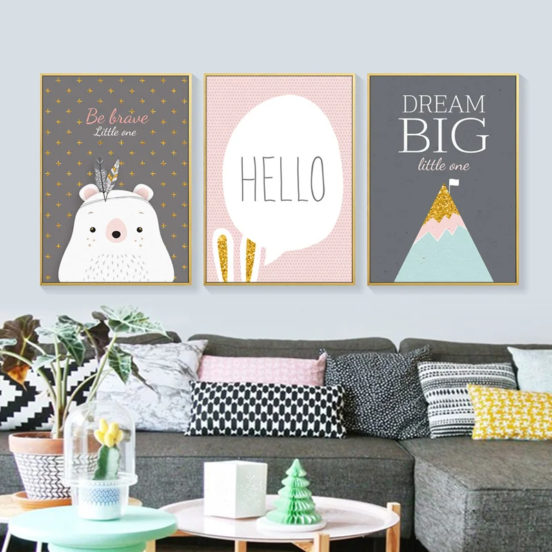 Детская мечта большой постер животных и печать на холсте картина Луна Звезда