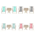 Мебель для кукольного домика 1:12, мини складное Полосатое деревянное пляжное кресло, кресло для загара, шезлонг, кресло для кукол, игрушка