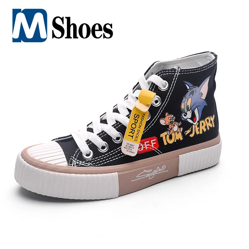 

Fashion Canvas Sneakers Women's Shoes Women Plimsolls High-Top Vulcanized Shoes Cartoon Animation Casual Shoes Espadrilles