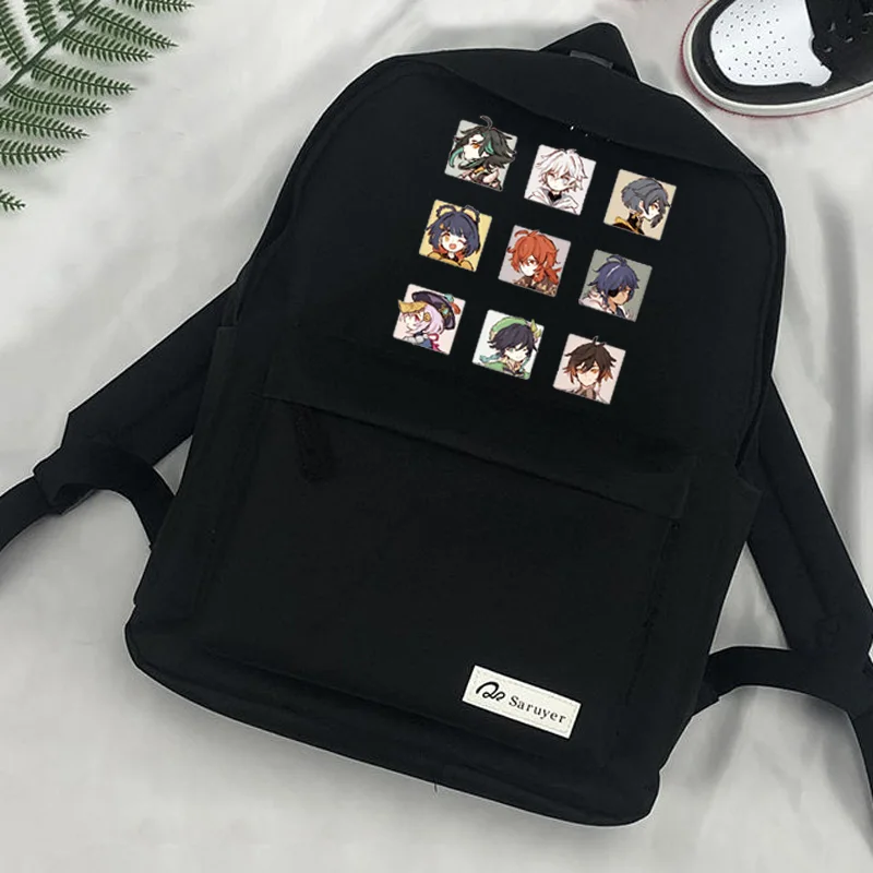 Милый школьный рюкзак для мальчиков и девочек с принтом героев мультфильма Genshin