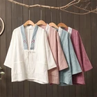 Женский традиционный кардиган в китайском стиле, женская рубашка, ВИНТАЖНЫЕ пальто и куртки с вышивкой и карманами, Восточный Топ