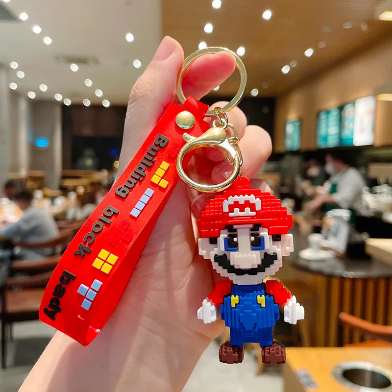 Super Mario Series Cartoons Game Periphery Building Block Model Creativity Keychain Cute Bros Backpack Accessories Gifts | Игрушки и