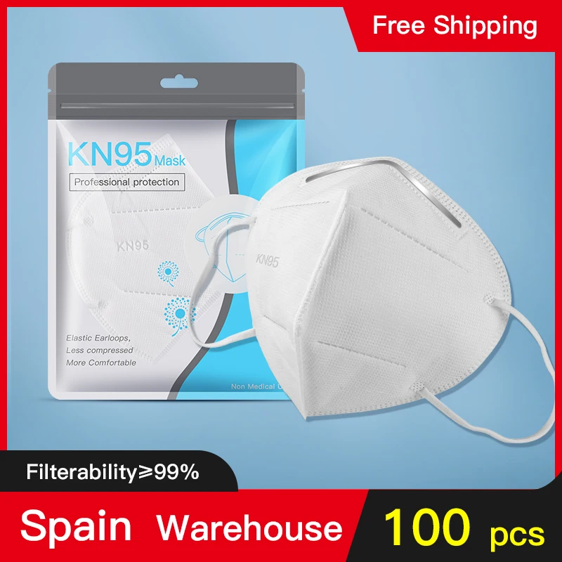 Отправка из Испании KN95 Пылезащитная противотуманная и многоразовая хлопковая
