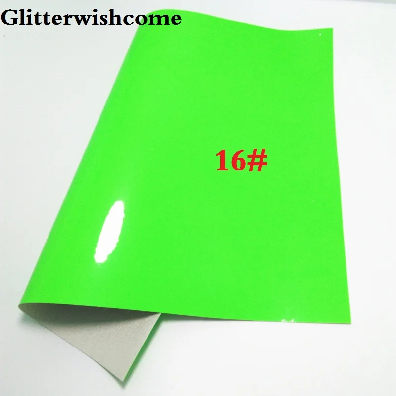 16 Glitterwishcome 30X134 см мини рулон синтетическая кожа, Флуо лакированная гладкая кожа, искусственная из искусственной кожи Ткань Винил для бантов, GM024 - Цвет: 16
