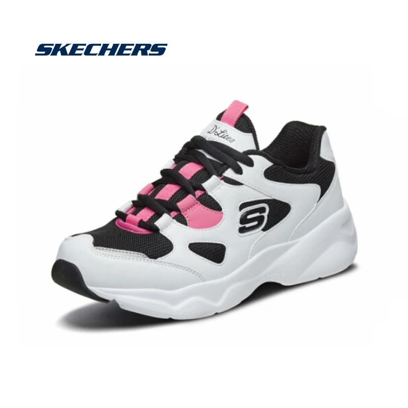 Женские кроссовки на платформе Skechers Оригинальные из натуральной кожи 88888364-WBK |
