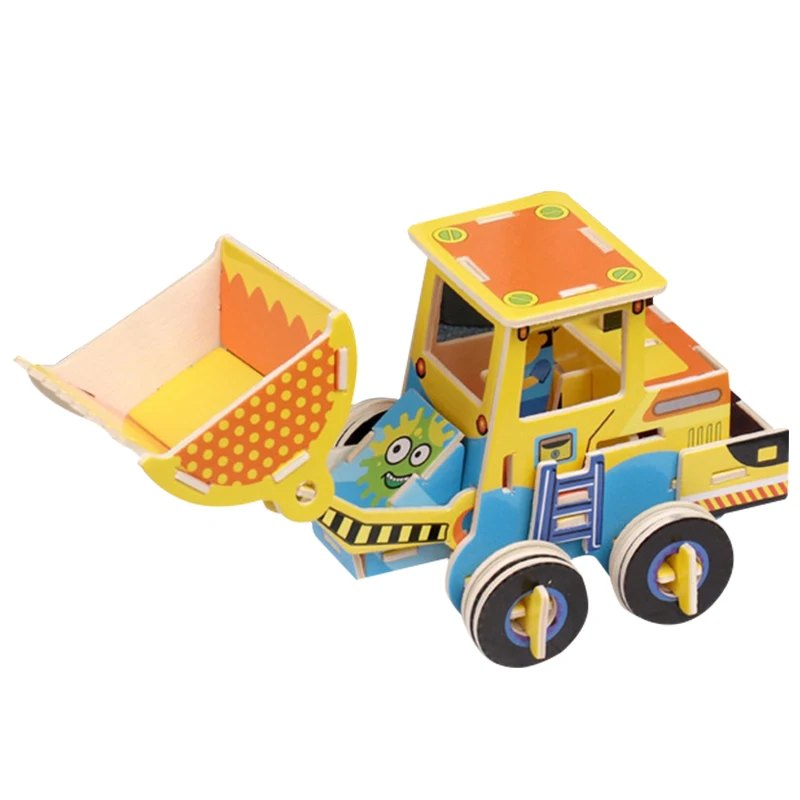 3D головоломка деревянная сборная Инженерная модель автомобиля экскаватор