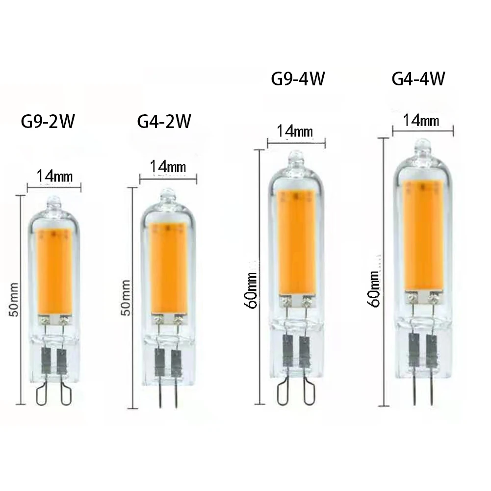 

G9 G4 LED COB Glass Bulb 2W/4W No Flicker Super Bright 220V Mini Spotlight Light Home Chandelier Replace 20W/40W Halogen Lamps