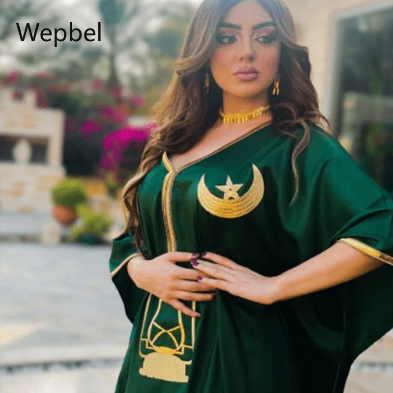 

Мусульманское абайское платье Wepbel в стиле пэчворк, мусульманская одежда с рукавами «летучая мышь», свободная молитвенная одежда, халат ...