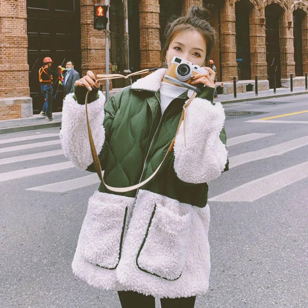 Новинка 2021 стеганая куртка из овечьей шерсти Женское зимнее дизайнерское