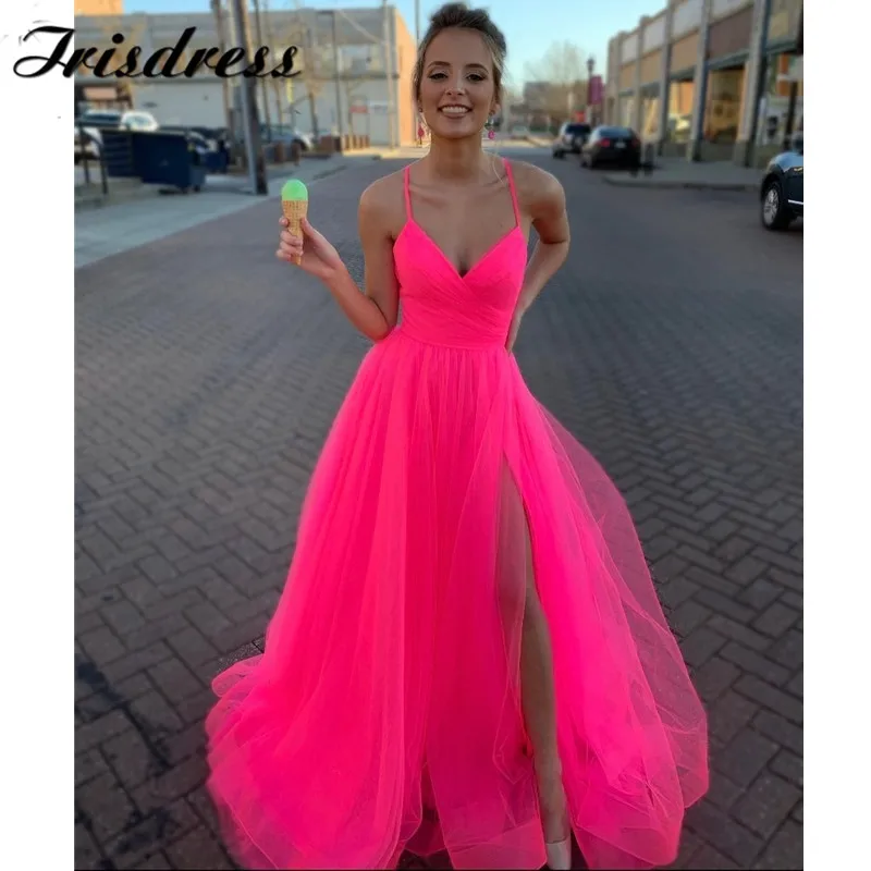 Длинное Элегантное платье цвета фуксии для выпускного вечера импортное вечернее