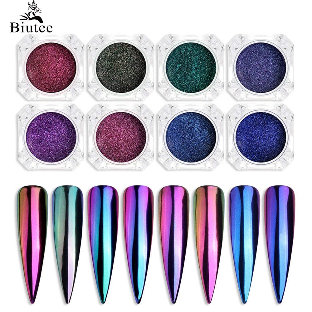 Палочка для ногтей Biutee неоновая зеркальная голографическая пудра с