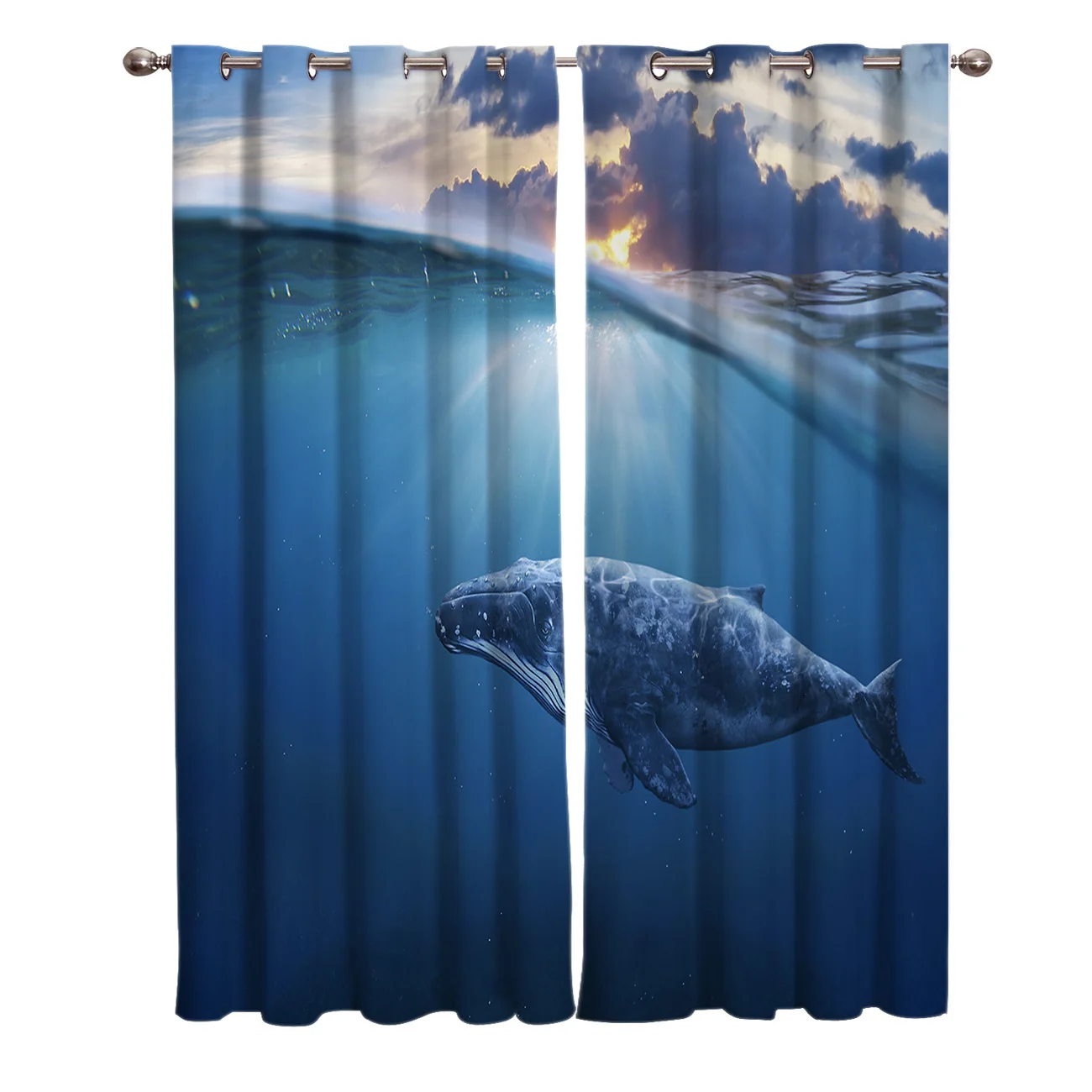 Шторы с китайским синим принтом в виде натуральных рыбок занавески для гостиной