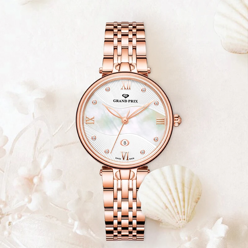 Гран при новые золотые Водонепроницаемый наручные часы для женщин Reloj Hombre
