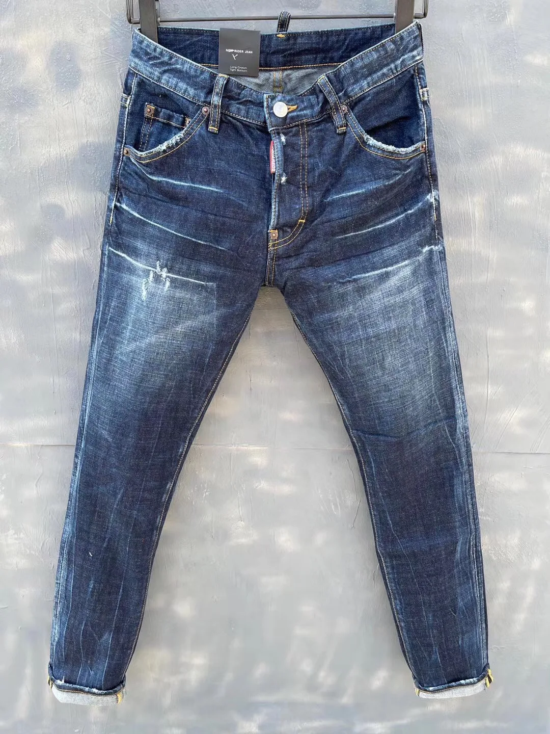 

2021 New Men's Jeans Pencil Pants Motorcycle Party Casual Pants Streetwear Denim Men's Clothing