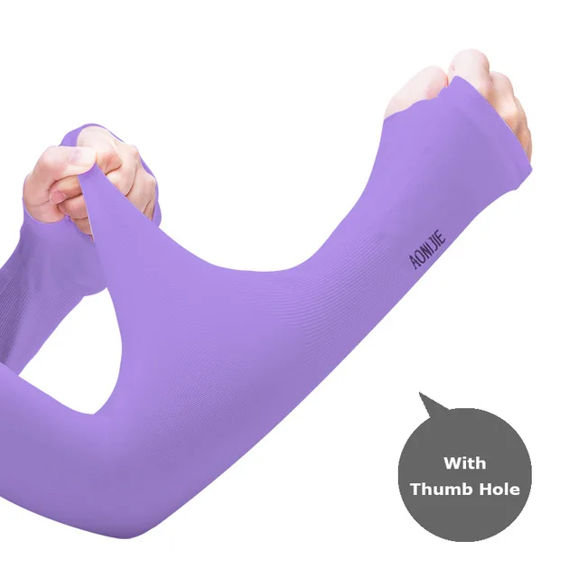 Purple 2 AONIJIE, 1 пара, гетры для рук, летние, солнцезащитные, с манжетами, на рукавах, для спорта, пешего туризма, с защитой от ультрафиолета, гетры для рук, перчатки для бега, рукава для рук - Цвет: Purple 2