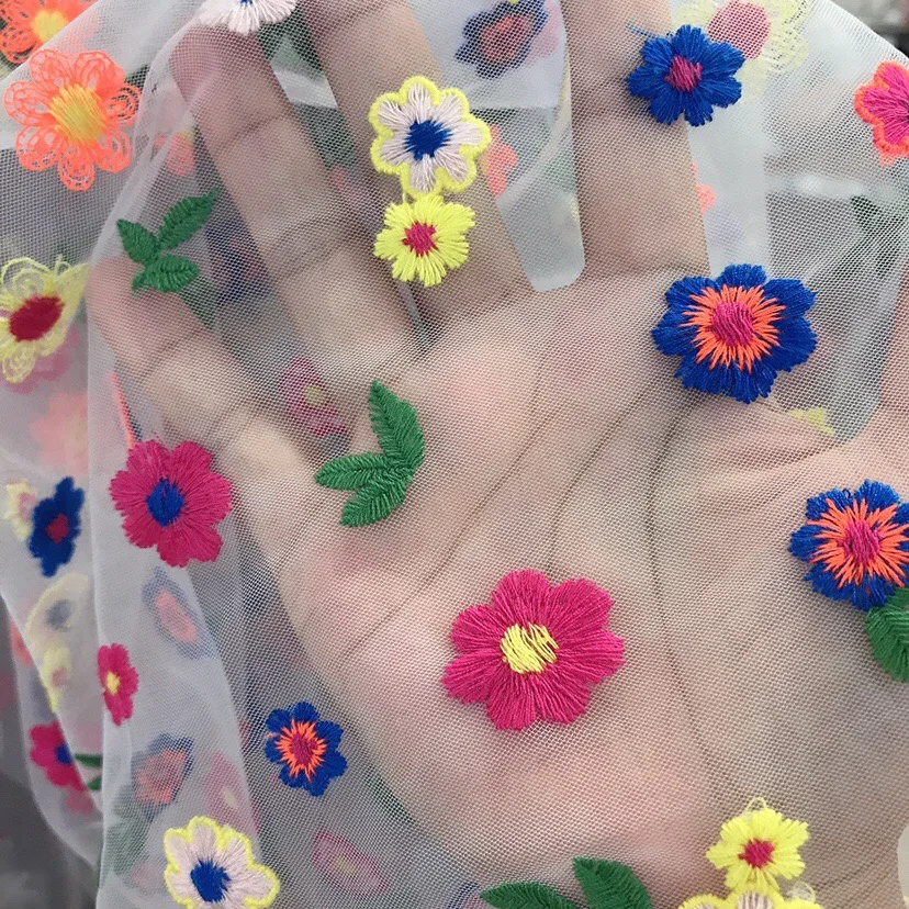 1yard Exquisite 3D Embroidery Lace Fabric Multicolor Patchwork High Quality French Tulle For Wedding Party | Дом и сад