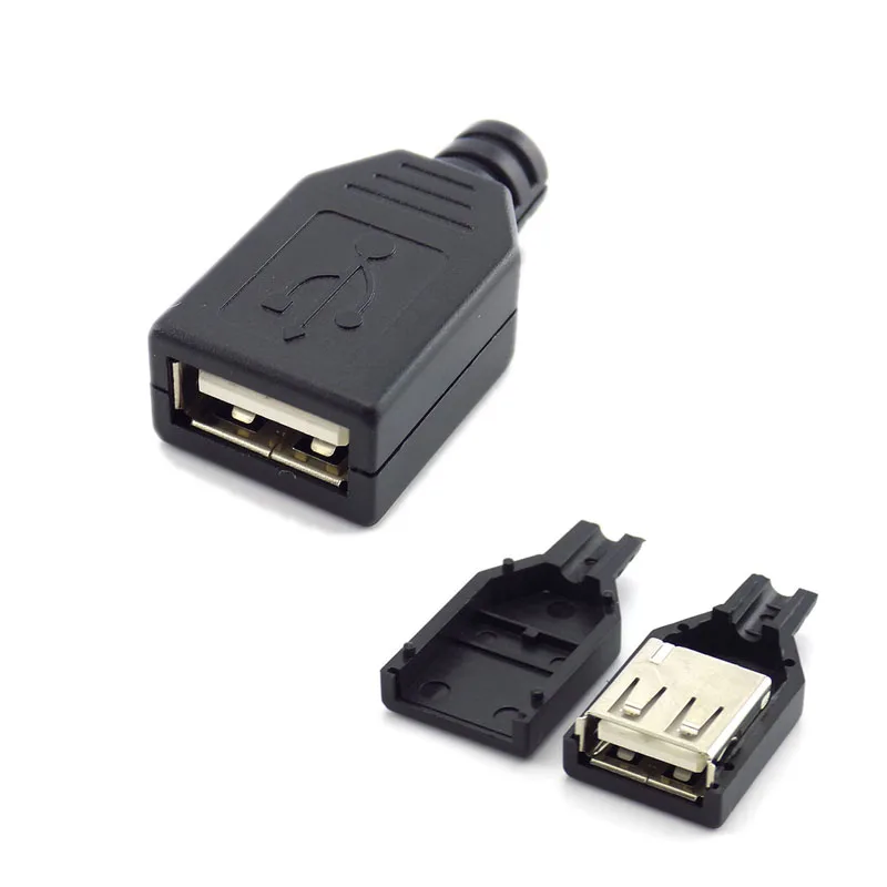 100 шт. тип A штекер Женский USB 4-контактный разъем с черной пластиковой крышкой Type-A