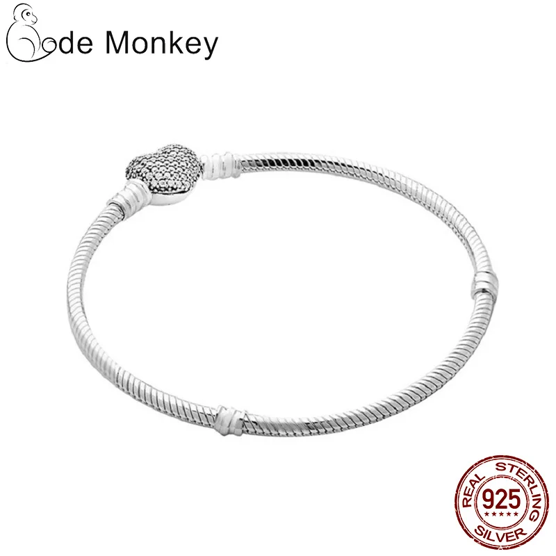 CodeMonkey Лидер продаж 925 пробы серебряный браслет в форме сердца подходит для оригинальных бусин Подвески DIY ювелирные изделия подарок для женщин CMC906