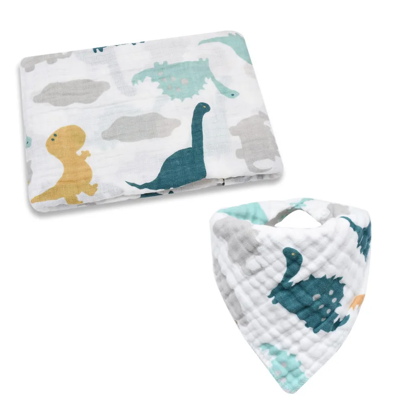 Пеленки + нагрудник детские пеленки мягкие одеяла для новорожденных марлевая