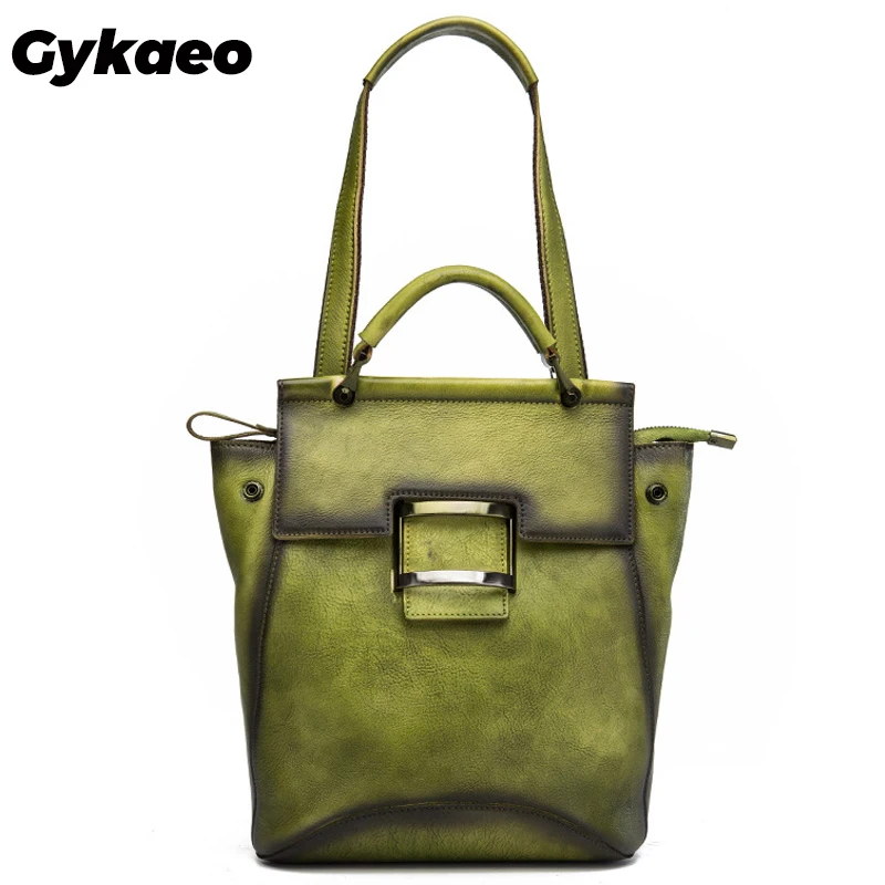 Женский рюкзак Gykaeo из натуральной кожи многофункциональный вместительный ранец